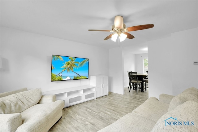 4238 Knollcrest Rd, Toledo, OH 43611 - living room featuring light wood-type flooring and ceiling fan