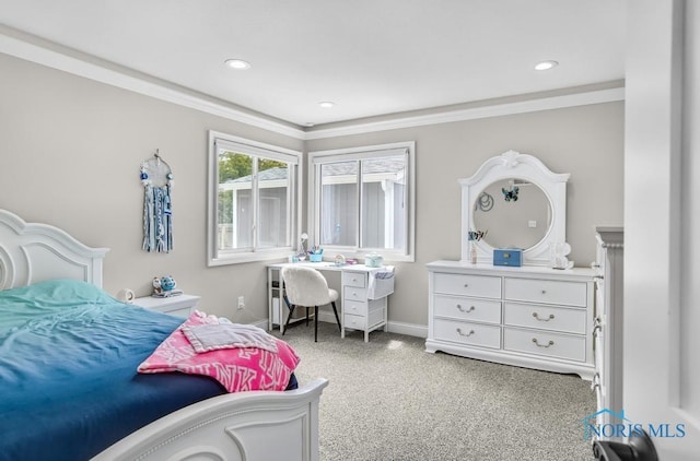 2714 W Rockridge Cir, Toledo, OH 43606 - carpeted bedroom featuring ornamental molding, baseboards, and recessed lighting