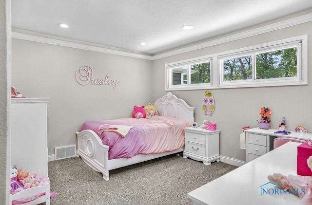 2714 W Rockridge Cir, Toledo, OH 43606 - carpeted bedroom with ornamental molding, baseboards, and recessed lighting
