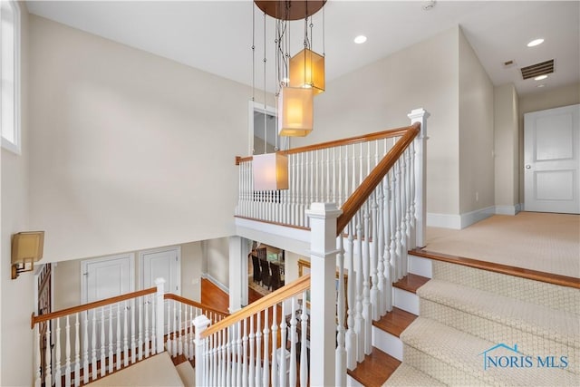1860 Watermill Ln, Perrysburg, OH 43551 - stairway with baseboards, recessed lighting, and wood finished floors