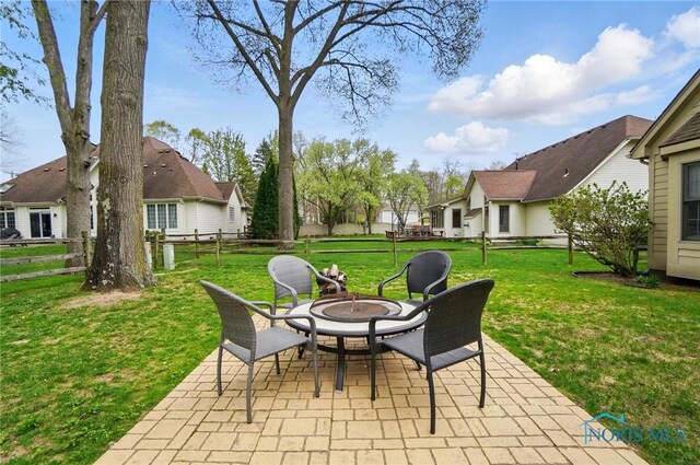 8420 Willow Glen Ct, Holland, OH 43528 - view of patio / terrace with a fire pit and a residential view