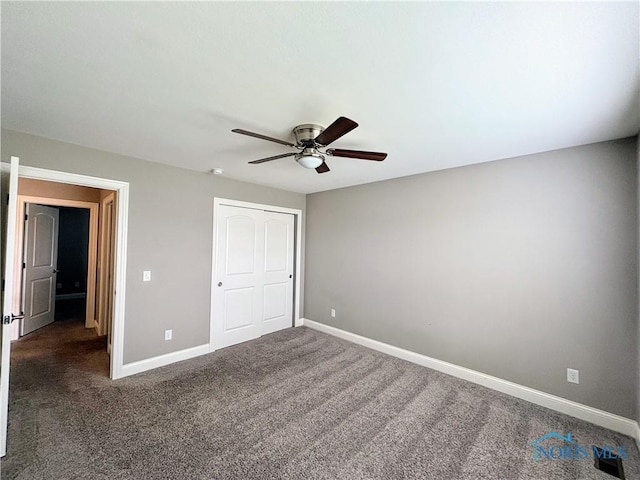 3244 Chasenwood Way, Perrysburg, OH 43551 - unfurnished bedroom featuring baseboards, carpet flooring, a closet, and a ceiling fan