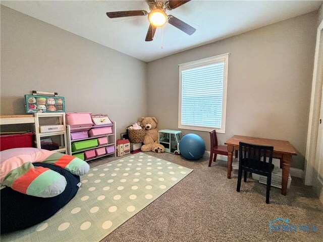 3244 Chasenwood Way, Perrysburg, OH 43551 - recreation room with carpet floors and a ceiling fan