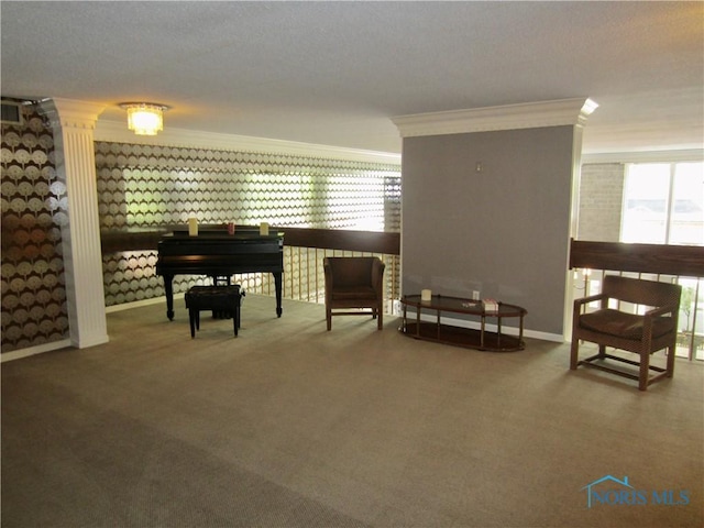 4343 W Bancroft St Unit 2D, Toledo, OH 43615 - sitting room with crown molding, baseboards, and carpet