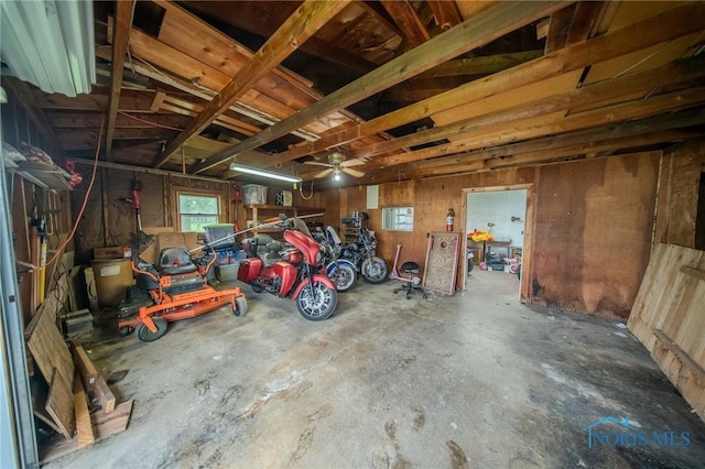 327 Klingler Rd, Paulding, OH 45879 - garage featuring a ceiling fan