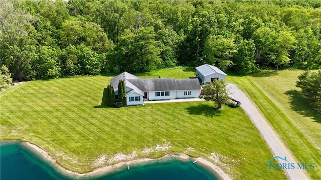 13926 Rd 154, Paulding, OH 45879 - aerial view of property and surrounding area featuring a large body of water and a heavily wooded area