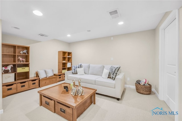 4360 Turtle Creek Dr, Perrysburg, OH 43551 - living area featuring light carpet, recessed lighting, and baseboards
