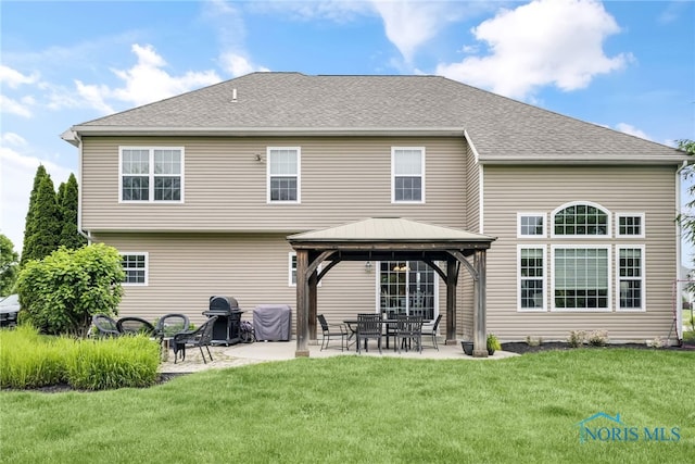 4360 Turtle Creek Dr, Perrysburg, OH 43551 - back of house with a gazebo, a lawn, a patio, and a shingled roof