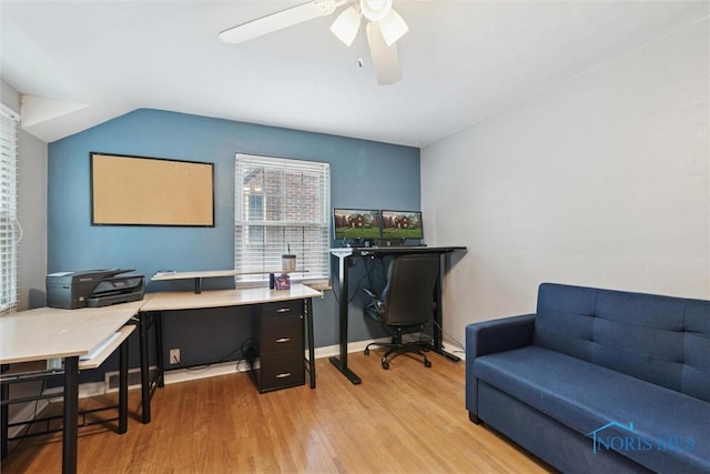 3127 Drummond Rd, Toledo, OH 43606 - office space with wood finished floors, a ceiling fan, and lofted ceiling