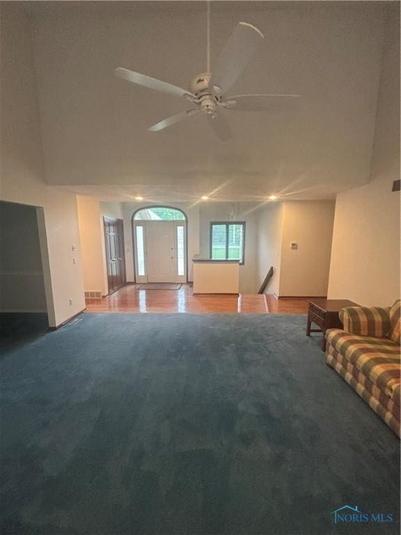 6134 Cemetery Rd, Whitehouse, OH 43571 - unfurnished living room with a ceiling fan and carpet
