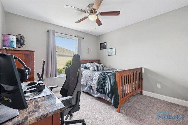 10 Hidden Village Ln, Holland, OH 43528 - bedroom with a desk, carpet, and ceiling fan