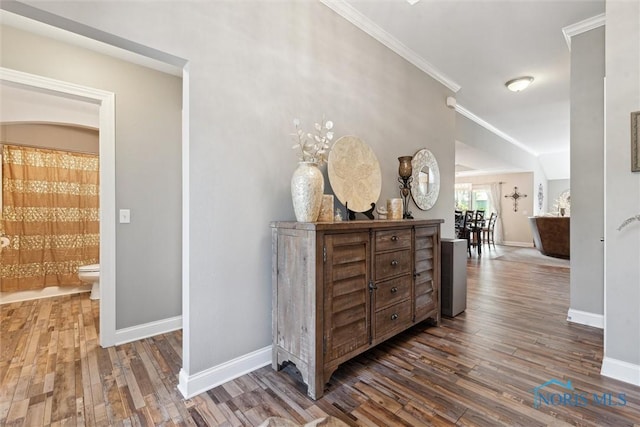 10 Hidden Village Ln, Holland, OH 43528 - hallway with wood finished floors and ornamental molding