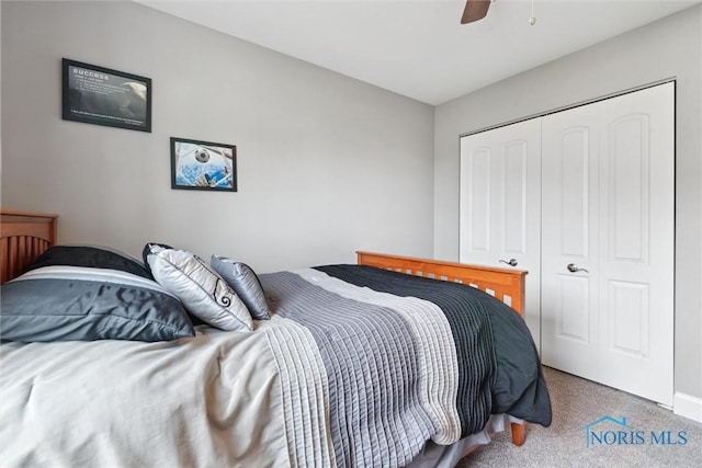 10 Hidden Village Ln, Holland, OH 43528 - bedroom featuring carpet floors, a closet, and a ceiling fan