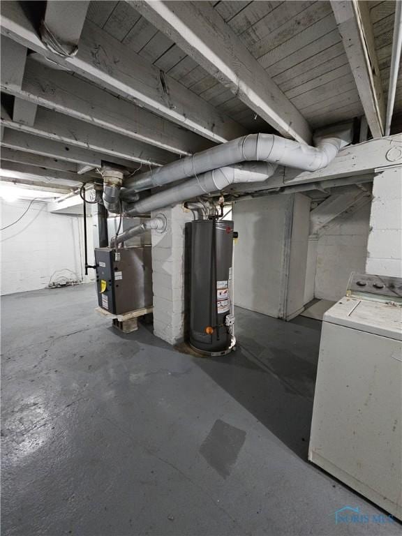 630 Highland Ave, Toledo, OH 43610 - unfinished below grade area with washer / clothes dryer, water heater, and heating unit