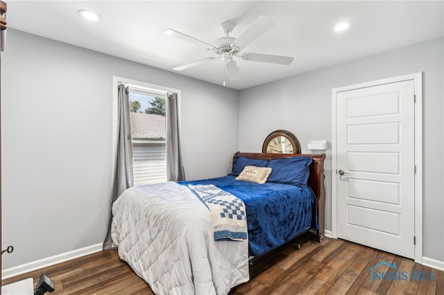 1313 Washington Ave, Findlay, OH 45840 - bedroom featuring hardwood / wood-style flooring, recessed lighting, baseboards, and a ceiling fan