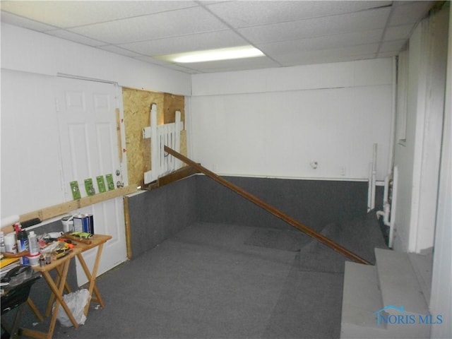 2815 Mulberry St, Toledo, OH 43608 - below grade area featuring a drop ceiling and carpet flooring