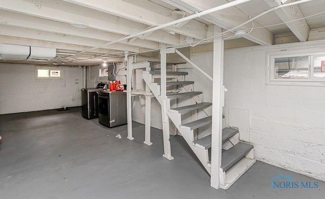 1129 Mason St, Toledo, OH 43605 - below grade area featuring separate washer and dryer and stairway