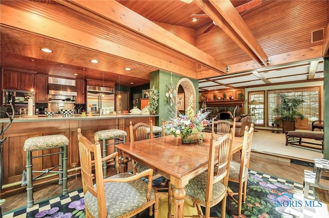 25840 W River Rd, Perrysburg, OH 43551 - dining space with wooden ceiling with exposed beams