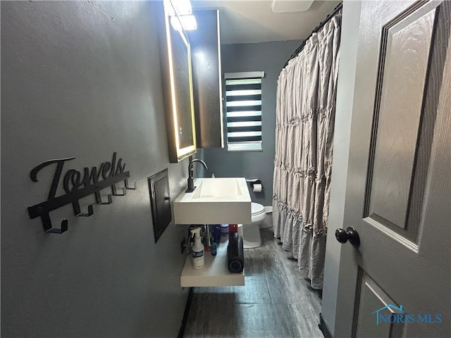 3030 Colby Dr, Toledo, OH 43614 - bathroom with toilet, wood finished floors, and a sink