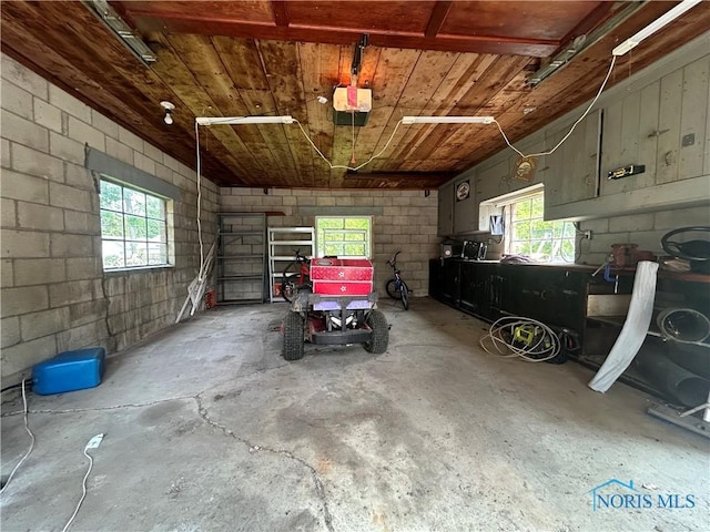 3030 Colby Dr, Toledo, OH 43614 - garage featuring a garage door opener and concrete block wall