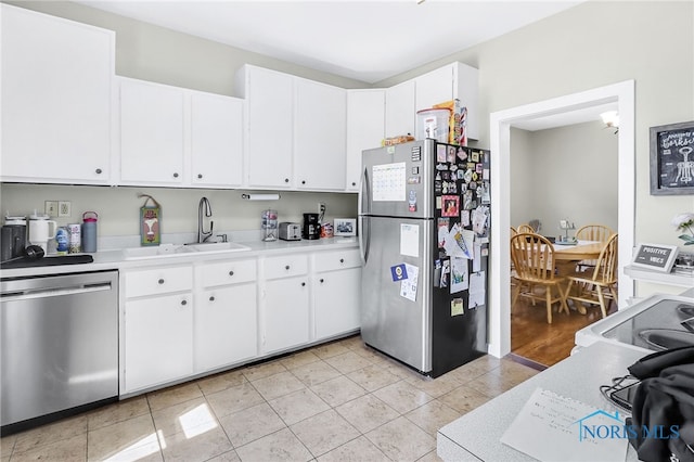 224 Elm St, Rossford, OH 43460 - kitchen with appliances with stainless steel finishes, a sink, light countertops, and white cabinets