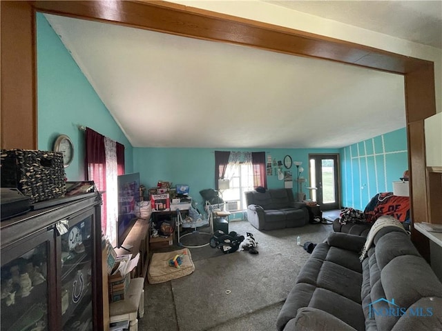 7774 Scott Rd, Edgerton, OH 43517 - living room with carpet flooring and lofted ceiling