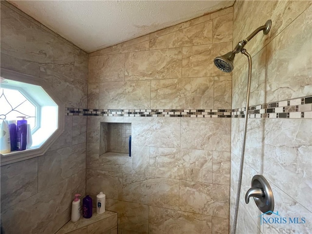 7774 Scott Rd, Edgerton, OH 43517 - full bathroom with tiled shower and a textured ceiling