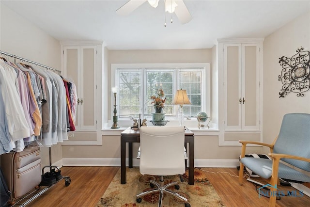 2917 Goddard Rd, Toledo, OH 43606 - home office with wood finished floors and ceiling fan