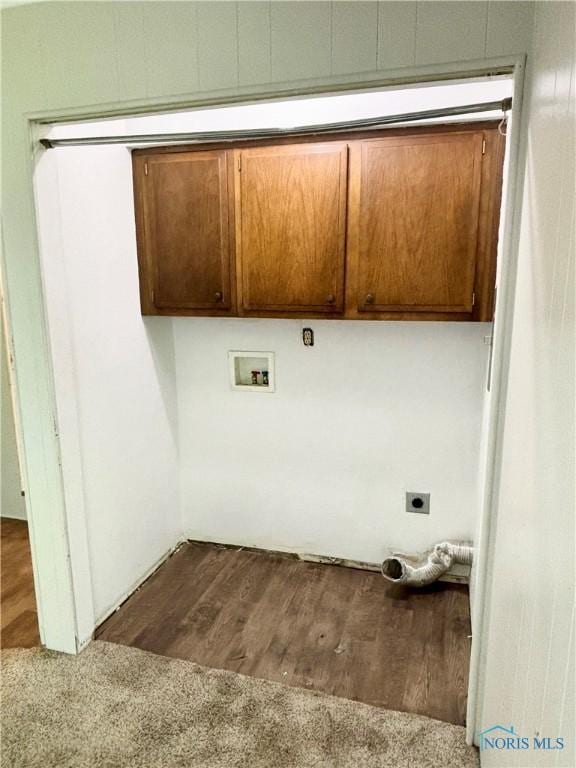 1105 S Lallendorf Rd, Oregon, OH 43616 - washroom with cabinet space, hookup for a washing machine, hookup for an electric dryer, and dark wood-style floors