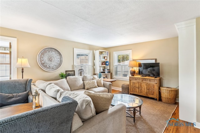 713 N Vine St, Fostoria, OH 44830 - living area featuring wood finished floors and a textured ceiling