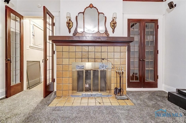 7149 Wales Rd, Northwood, OH 43619 - detailed view of french doors, carpet flooring, and baseboards