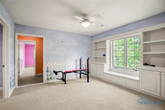 16890 W River Rd, Bowling Green, OH 43402 - rec room featuring light colored carpet and ceiling fan