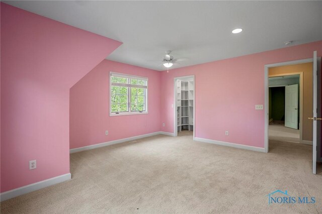 16890 W River Rd, Bowling Green, OH 43402 - unfurnished bedroom with carpet flooring, baseboards, ceiling fan, and recessed lighting