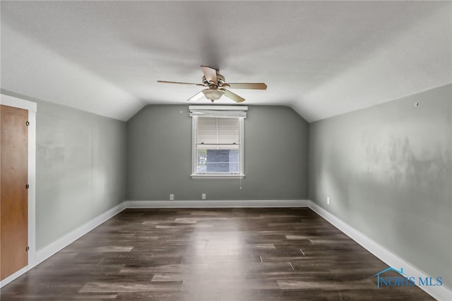 700 Franklin Ave, Findlay, OH 45840 - additional living space featuring vaulted ceiling, a ceiling fan, wood finished floors, and baseboards