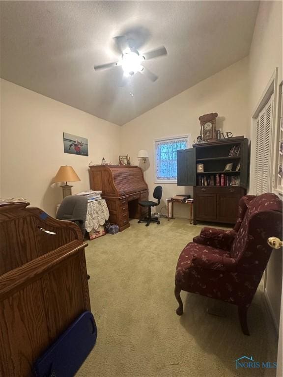 1245 Countryside Dr, Findlay, OH 45840 - carpeted bedroom with lofted ceiling, ceiling fan, and a closet