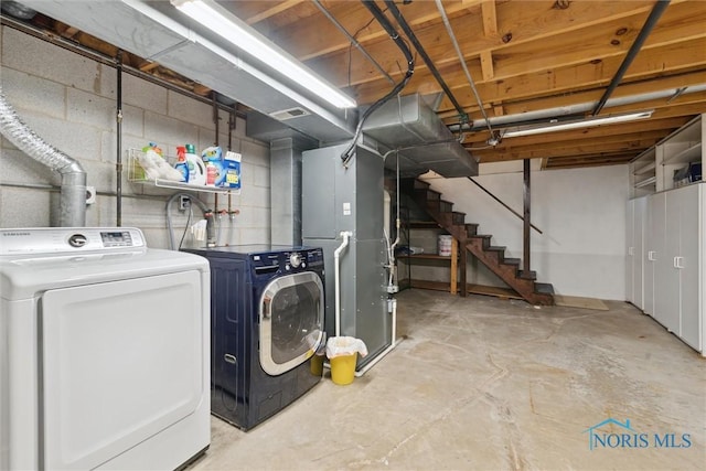 431 Hertford Ct, Maumee, OH 43537 - laundry area featuring separate washer and dryer and heating unit