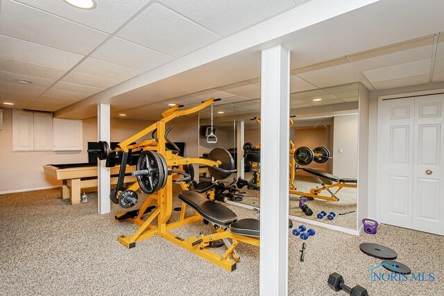 7559 Peachtree Ln, Sylvania, OH 43560 - workout area featuring a paneled ceiling and baseboards