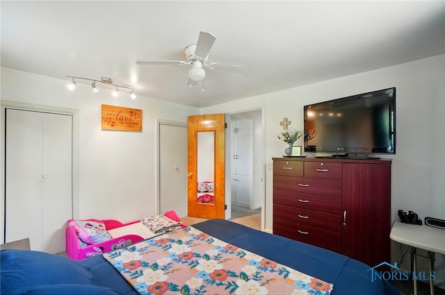 18827 State Route 2, Wauseon, OH 43567 - bedroom featuring ceiling fan and track lighting