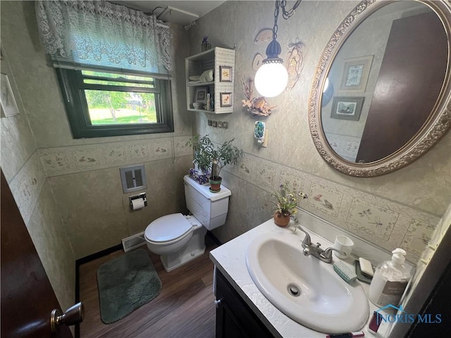 828 Louisiana Ave, Perrysburg, OH 43551 - half bathroom with vanity, wood finished floors, and toilet