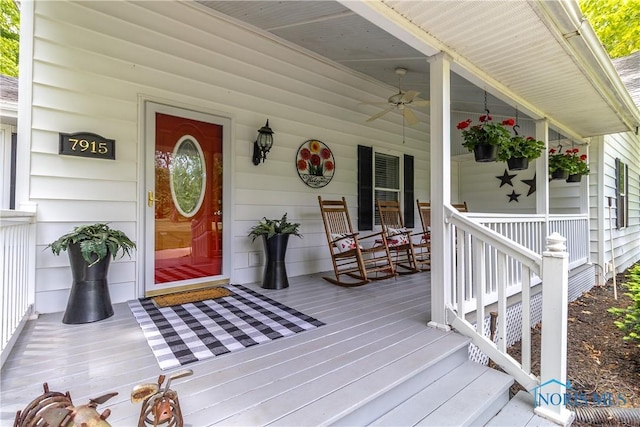7915 W Bancroft St, Toledo, OH 43617 - view of exterior entry featuring covered porch and ceiling fan