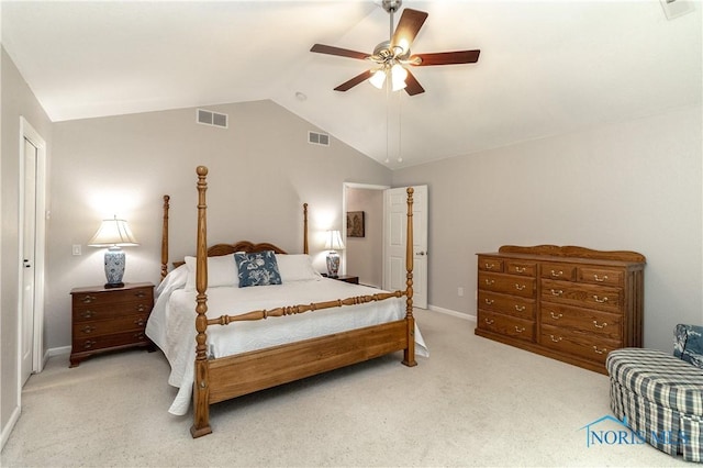 7915 W Bancroft St, Toledo, OH 43617 - bedroom with lofted ceiling, light carpet, a ceiling fan, and baseboards