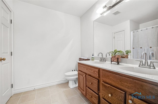 8832 Orchard Lake Rd, Holland, OH 43528 - full bath featuring double vanity, tile patterned flooring, toilet, and baseboards