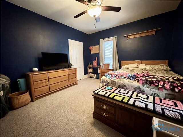 118 N Maple St, Hicksville, OH 43526 - bedroom with carpet floors and a ceiling fan
