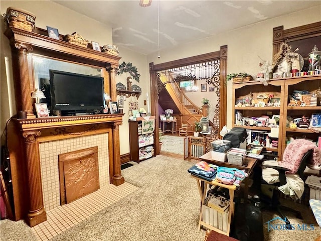 118 N Maple St, Hicksville, OH 43526 - carpeted office space featuring a tiled fireplace