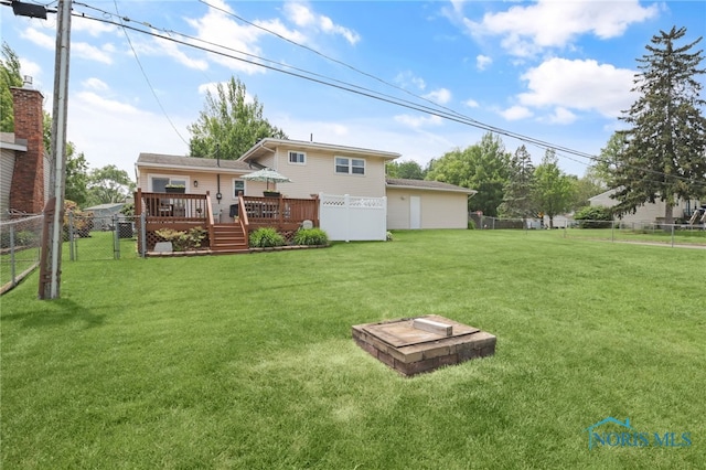 1796 Bucklew Dr, Toledo, OH 43613 - rear view of house with a fenced backyard and a wooden deck