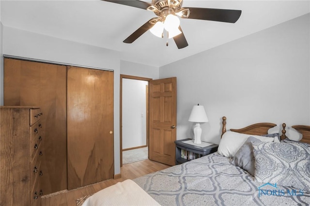 1796 Bucklew Dr, Toledo, OH 43613 - bedroom with light wood finished floors, a closet, and ceiling fan