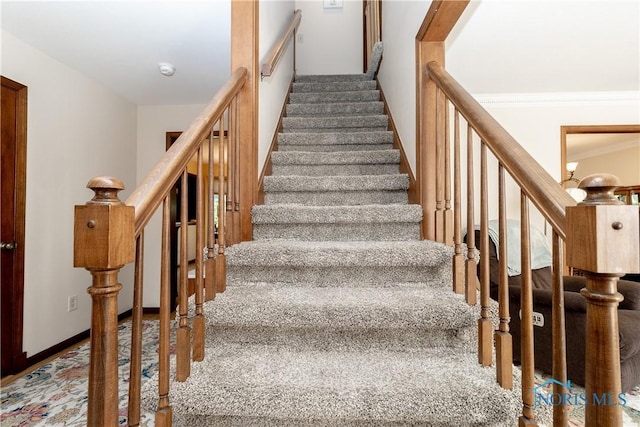 2439 Notting Hill Rd, Toledo, OH 43617 - stairway featuring ornamental molding