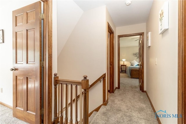 2439 Notting Hill Rd, Toledo, OH 43617 - corridor with light colored carpet, an upstairs landing, and baseboards