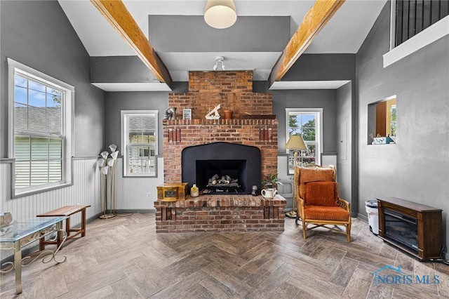 254 N Worthy St, Marblehead, OH 43440 - living area featuring a fireplace and wainscoting