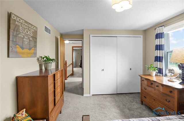 826 Touraine Ave, Bowling Green, OH 43402 - bedroom with carpet, a closet, and a textured ceiling